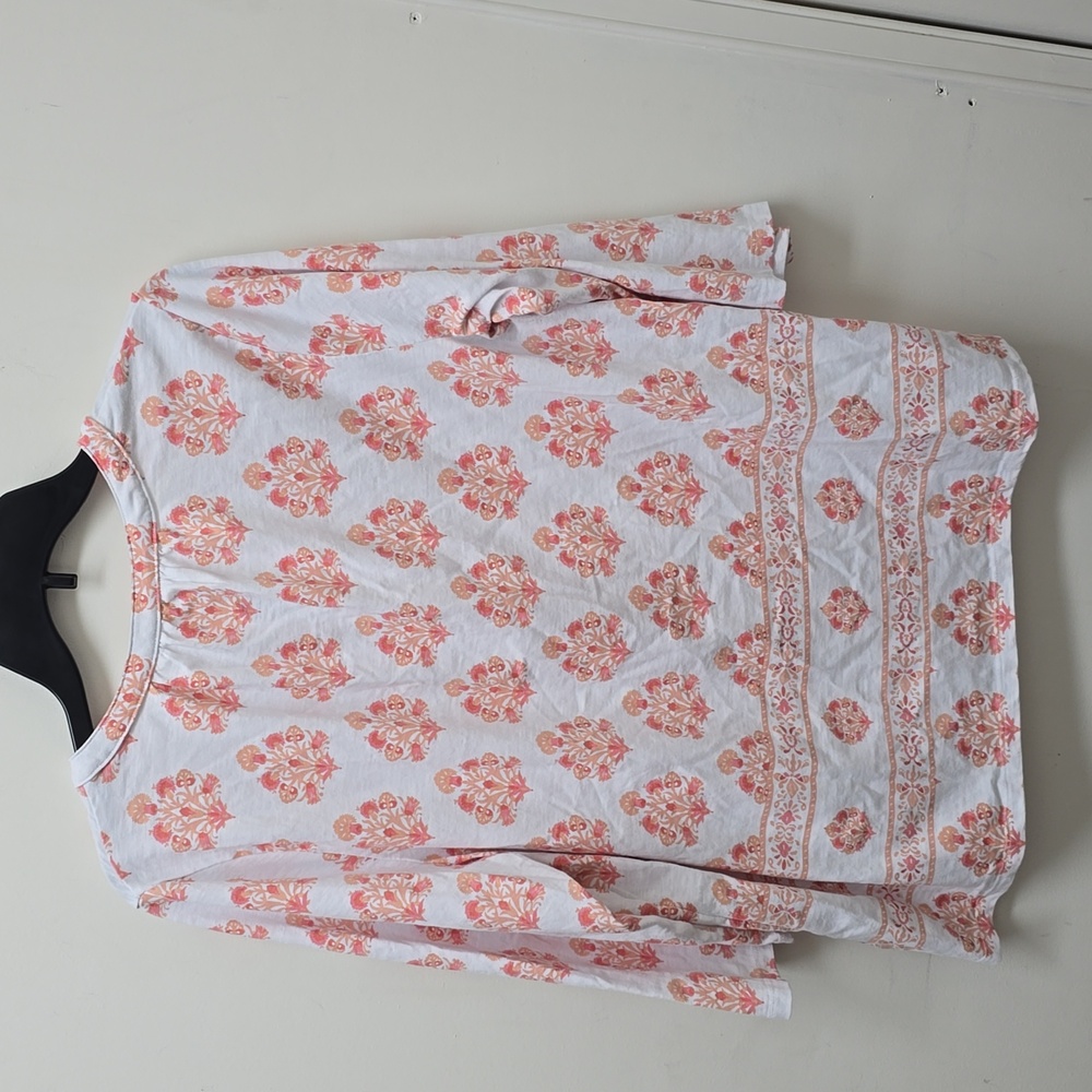 CROFT & BARROW Floral White and Pink Women's Top - Size XL - Picture 7 of 8